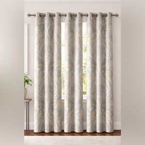 Tommy Hilfiger Home Lined Curtain Panels Blue, Linen, Gold Paisley 83” Set of 3